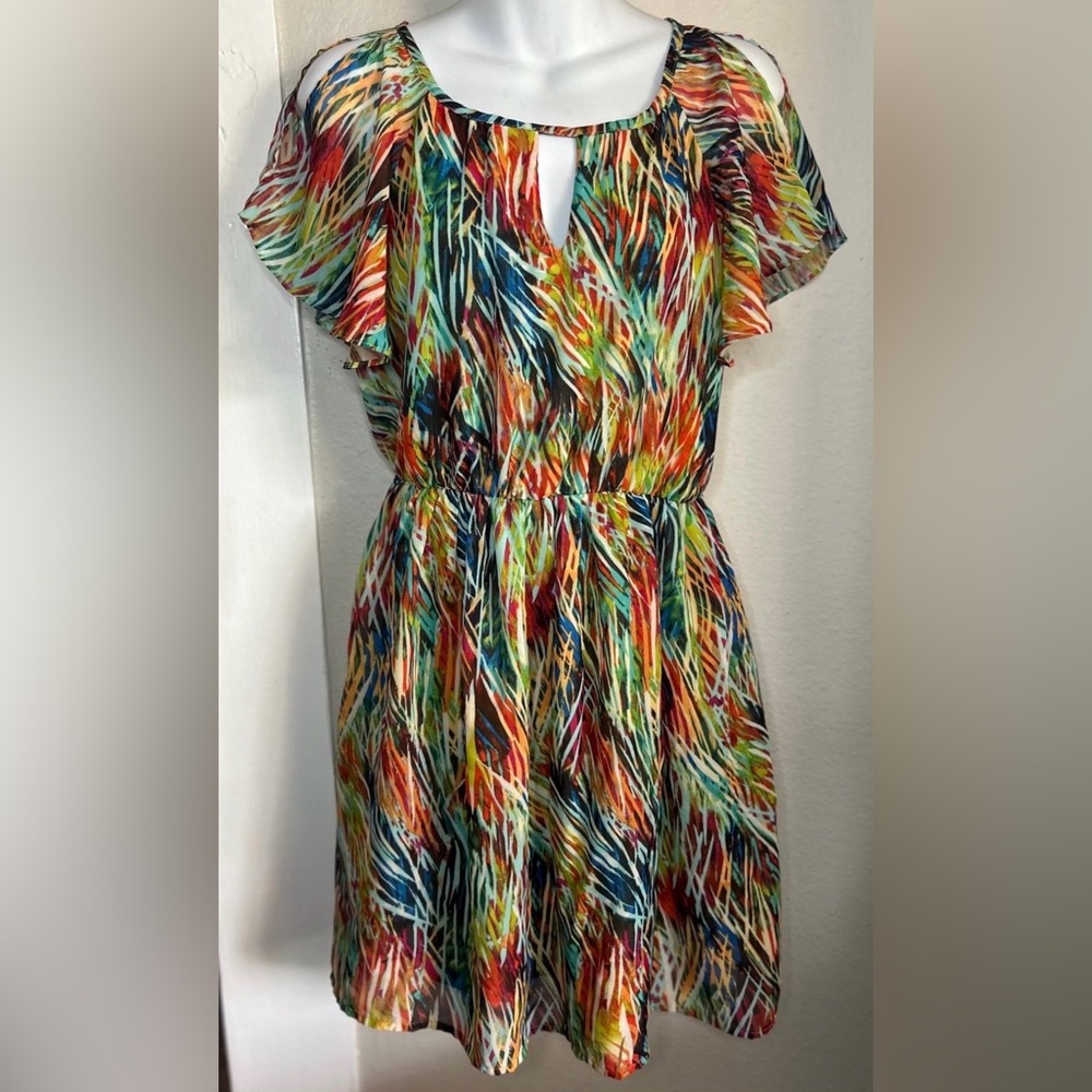 BCX | Multicolored A-line Wisp Print Pattern Dress | Women’s size M - Picture 4 of 15